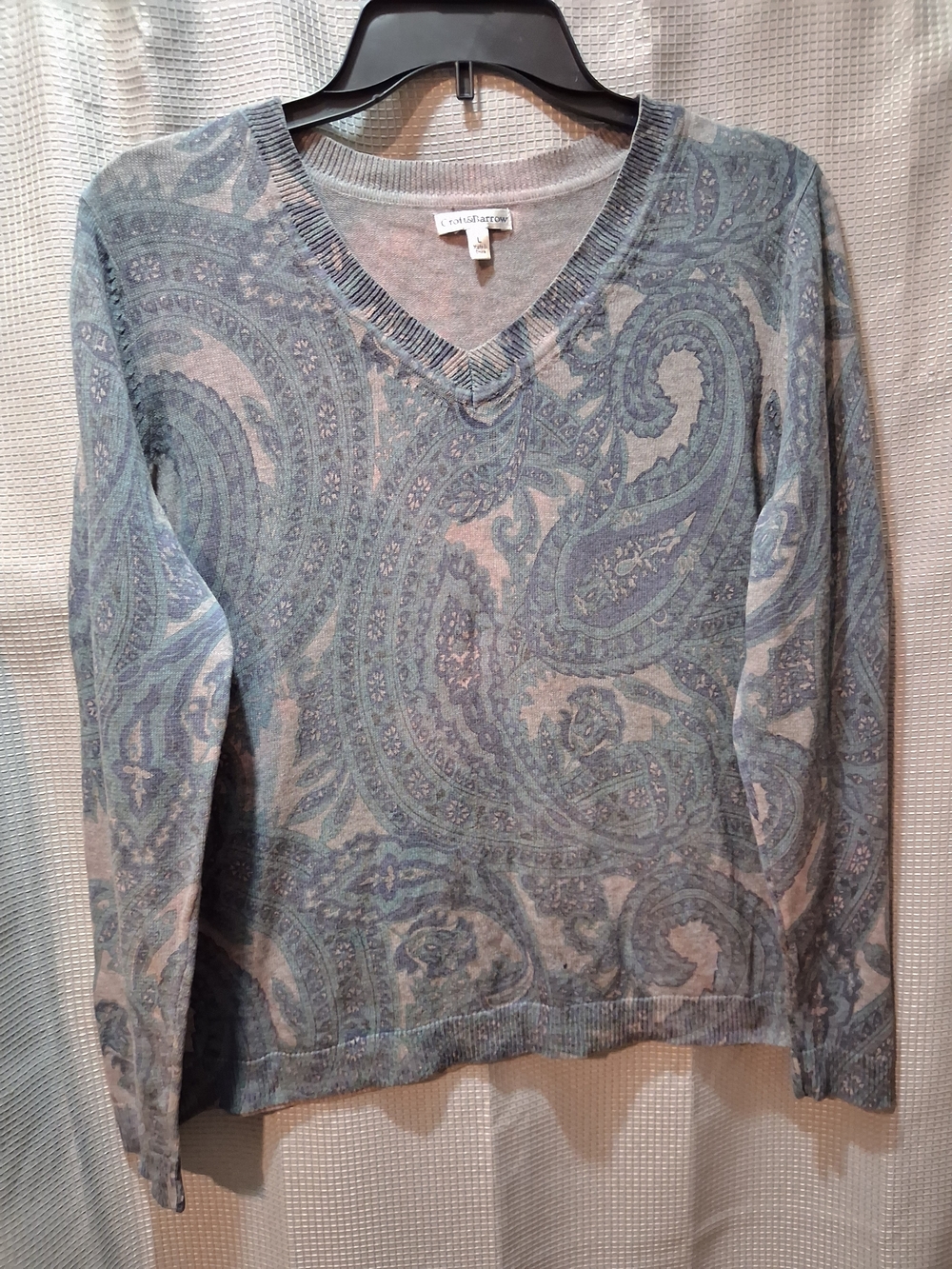 croft & barrow Blue Paisley V-Neck Sweater